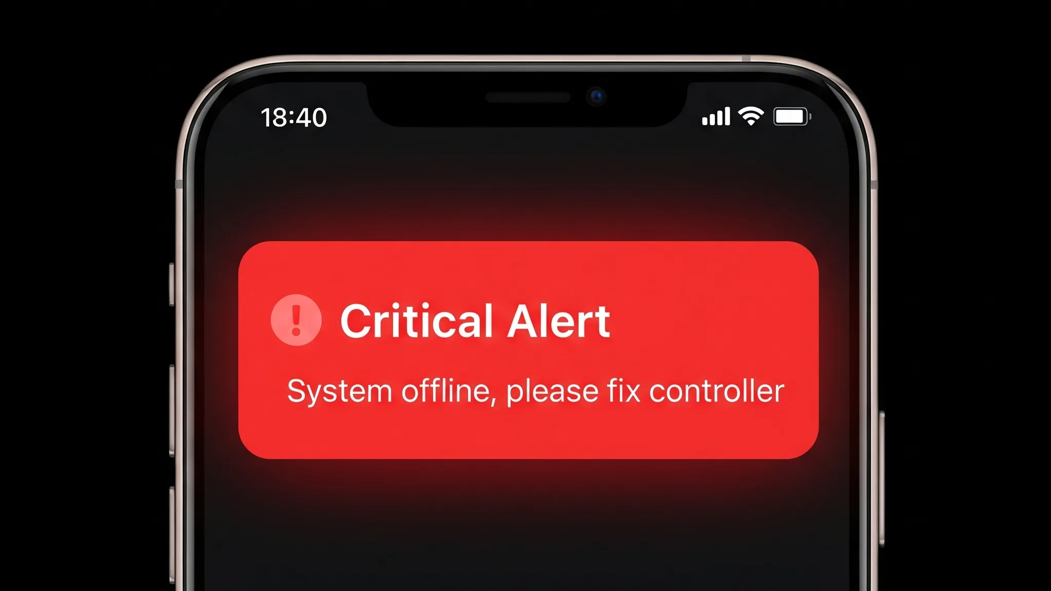 Critical alert message on a phone